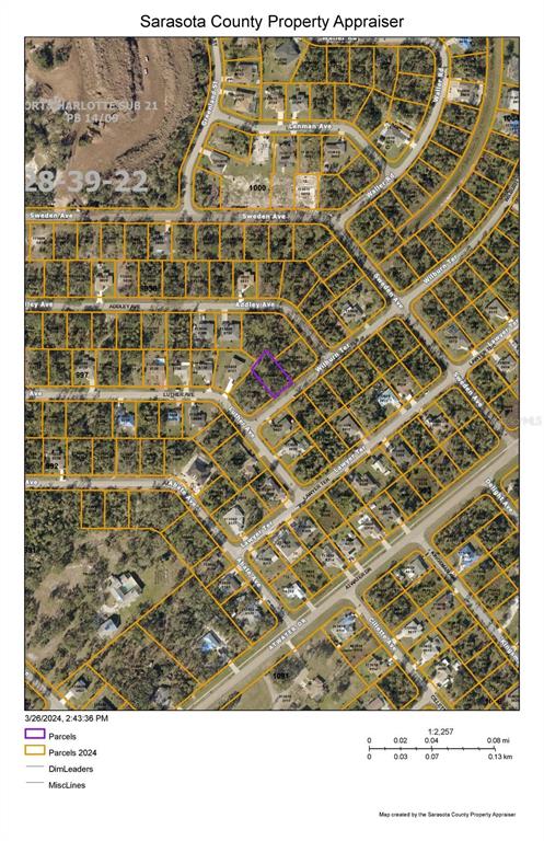 This is a property map showing parcel boundaries in a residential neighborhood — WILBURN TERRACE, NORTH PORT, FL