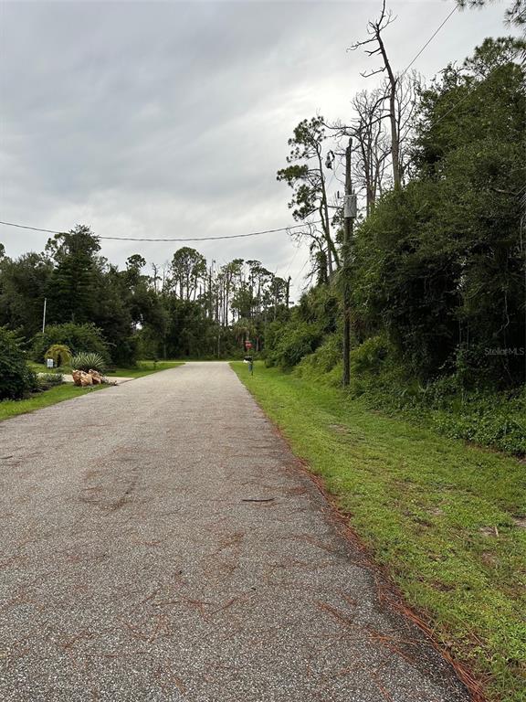 A paved road stretches toward a wooded area under a cloudy sky — 483 TROUTDALE STREET, PORT CHARLOTTE, FL