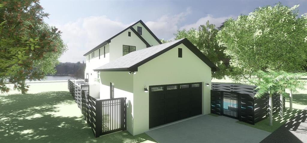 This is a rendering of a modern two-story house with a garage and fenced yard — 924 47TH AVENUE N, ST PETERSBURG, FL