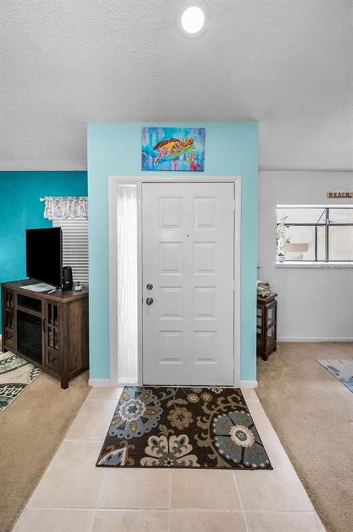 An entryway features a white front door, a patterned rug, and a light blue accent wall — 300 S FLORIDA AVENUE UNIT 200J, TARPON SPRINGS, FL