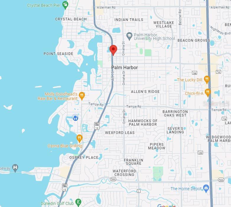 This is a map showing the Palm Harbor area of Florida with a red location pin — 1454-1470 ALT 19 UNIT 1454-1470, PALM HARBOR, FL