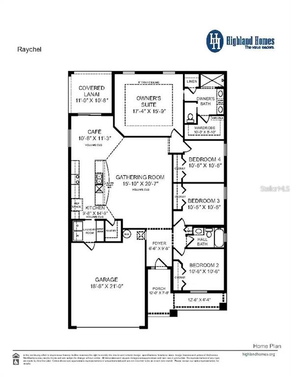 This is a floor plan for a single-story home featuring four bedrooms and a garage — 1704 ASTRID ROAD, DAVENPORT, FL