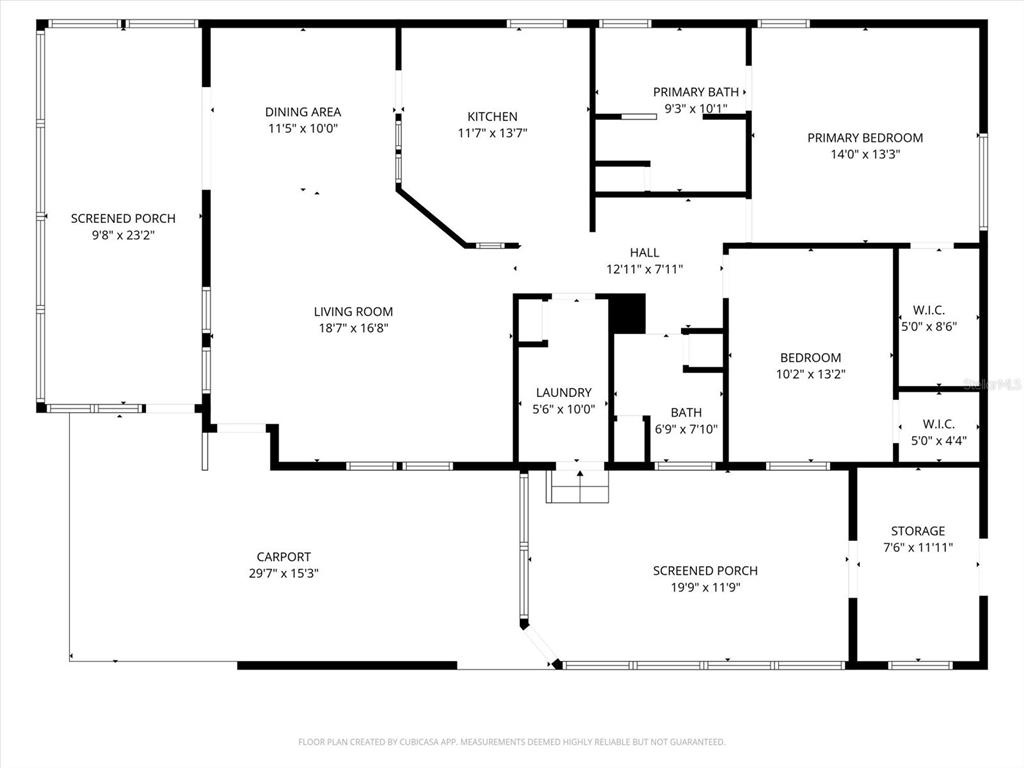 This is a floor plan showing a home with a carport, two porches, and three bedrooms — 6144 REDWING AVENUE, ENGLEWOOD, FL