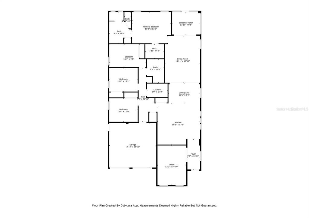 This is a floor plan showing a single-story house layout with a garage and porch — 8031 NAVEL ORANGE LANE, WINTER GARDEN, FL