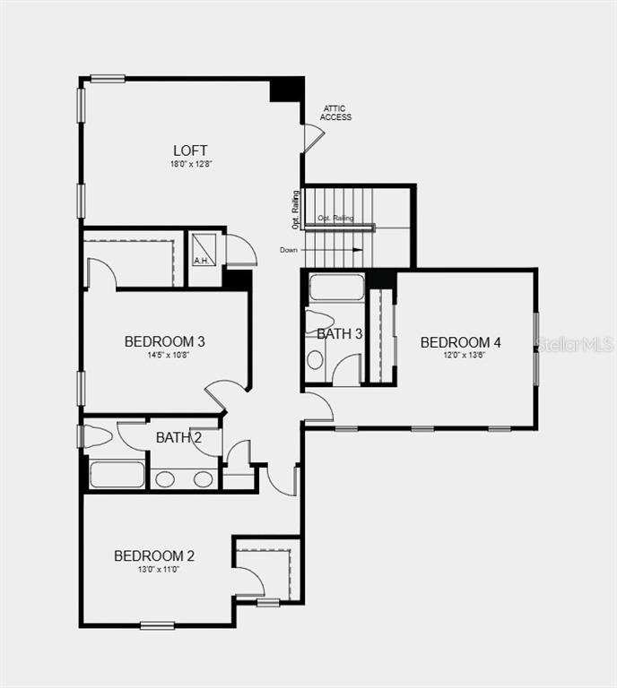 This is a floor plan for the second level of a house featuring three bedrooms — 3444 LUMBER FALLS DRIVE, PLANT CITY, FL