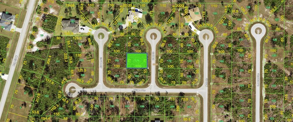 This is an aerial map showing a highlighted vacant residential lot in a suburban neighborhood — 4 HAUL COURT, PLACIDA, FL