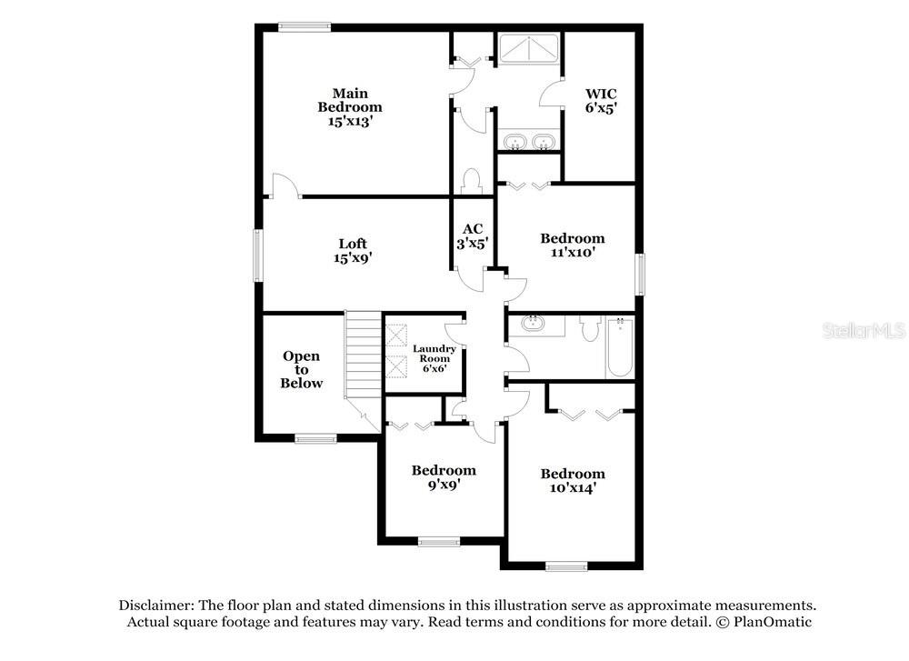This is a floor plan showing the layout of a four-bedroom residential second floor — 17854 BEAMING RAYS LANE, LUTZ, FL