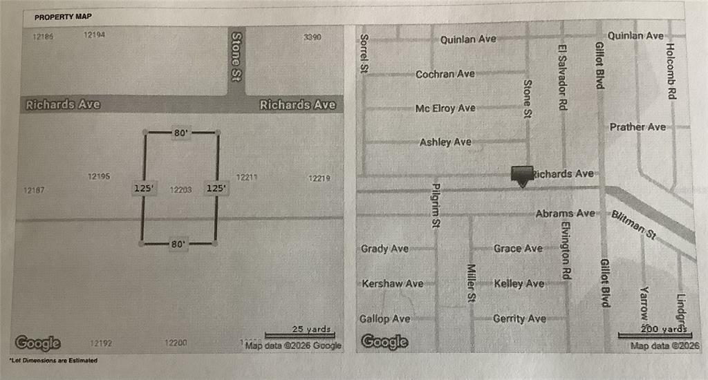 This is a property map showing the dimensions of a rectangular lot — 12203 RICHARDS AVENUE, PORT CHARLOTTE, FL