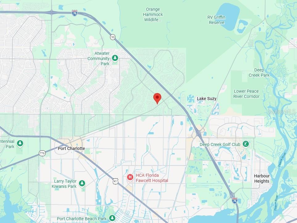 This is a map showing the location of a property near Lake Suzy in Florida — Lot 8 NOCTURN STREET, NORTH PORT, FL