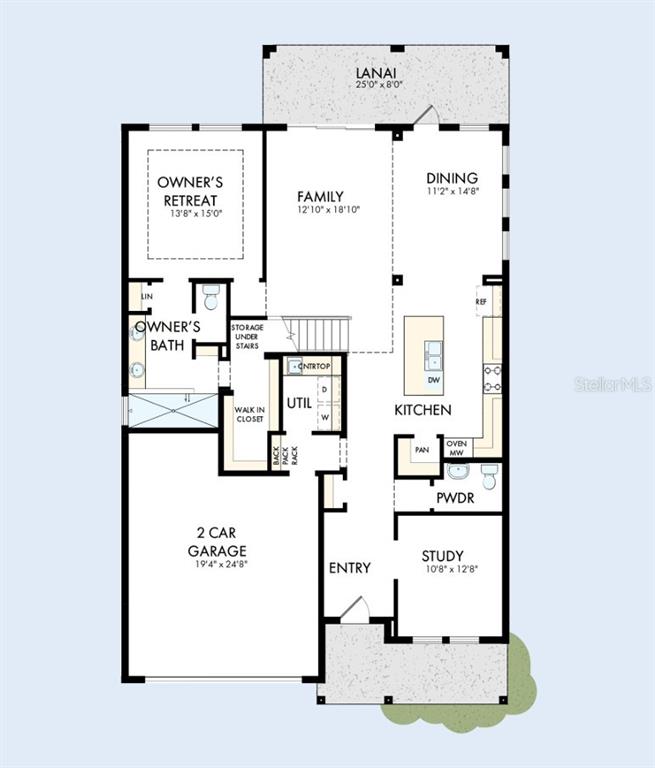 This is a floor plan for a single-story home with a garage and lanai — 6820 CHLOE COURT, SARASOTA, FL