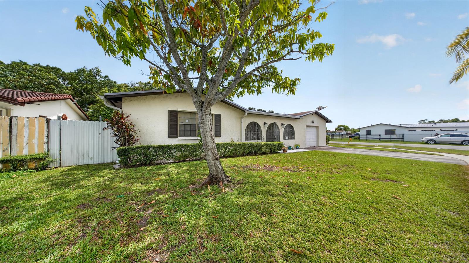 A single-story house with a white exterior, arched windows, and a large tree in front — 10774 SW 175th Terrace, Miami FL 33157, MIAMI, FL