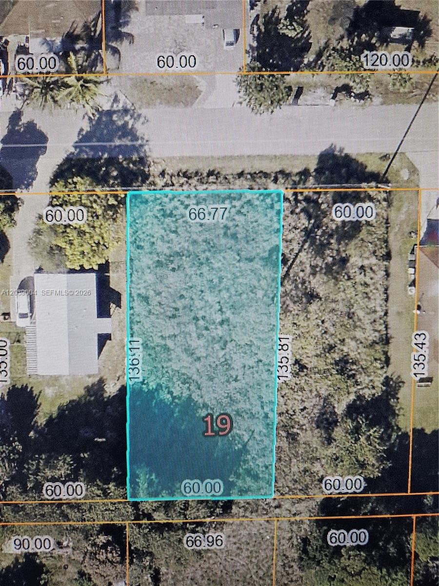 This is an aerial map showing the property boundaries and dimensions of a rectangular lot — TBD San Marcos Ave, Fort Pierce FL 34946, FORT PIERCE, FL