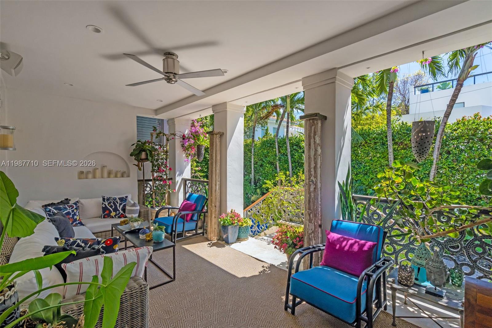The terrace is a charming space situated adjacent to the living area. — 140 Hampton Ln, Key Biscayne FL 33149, KEY BISCAYNE, FL