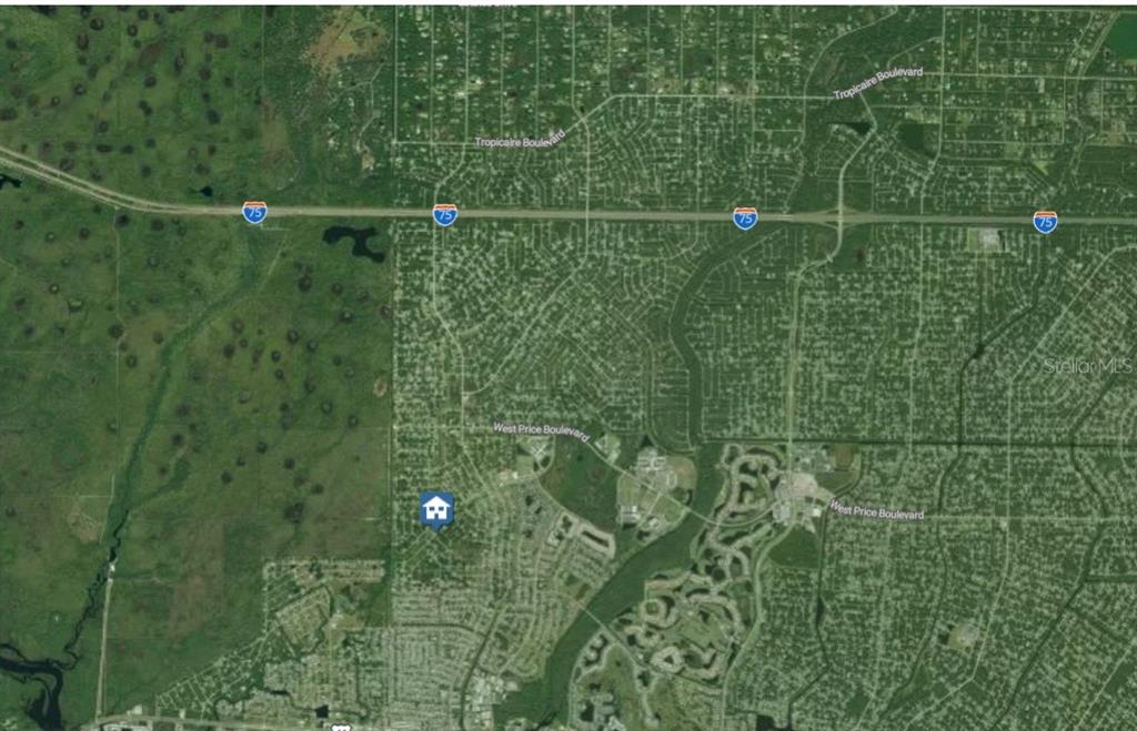 This is a satellite map showing a residential area near Interstate 75 — Lot#13 IRONDALE ROAD, NORTH PORT, FL