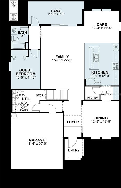 This is a floor plan of a home featuring a garage, kitchen, and living areas — 38369 BARREL DRIVE, DADE CITY, FL