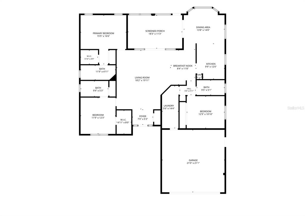 This is a floor plan showing the layout of a house with a garage — 8018 SUGARBUSH DRIVE, SPRING HILL, FL