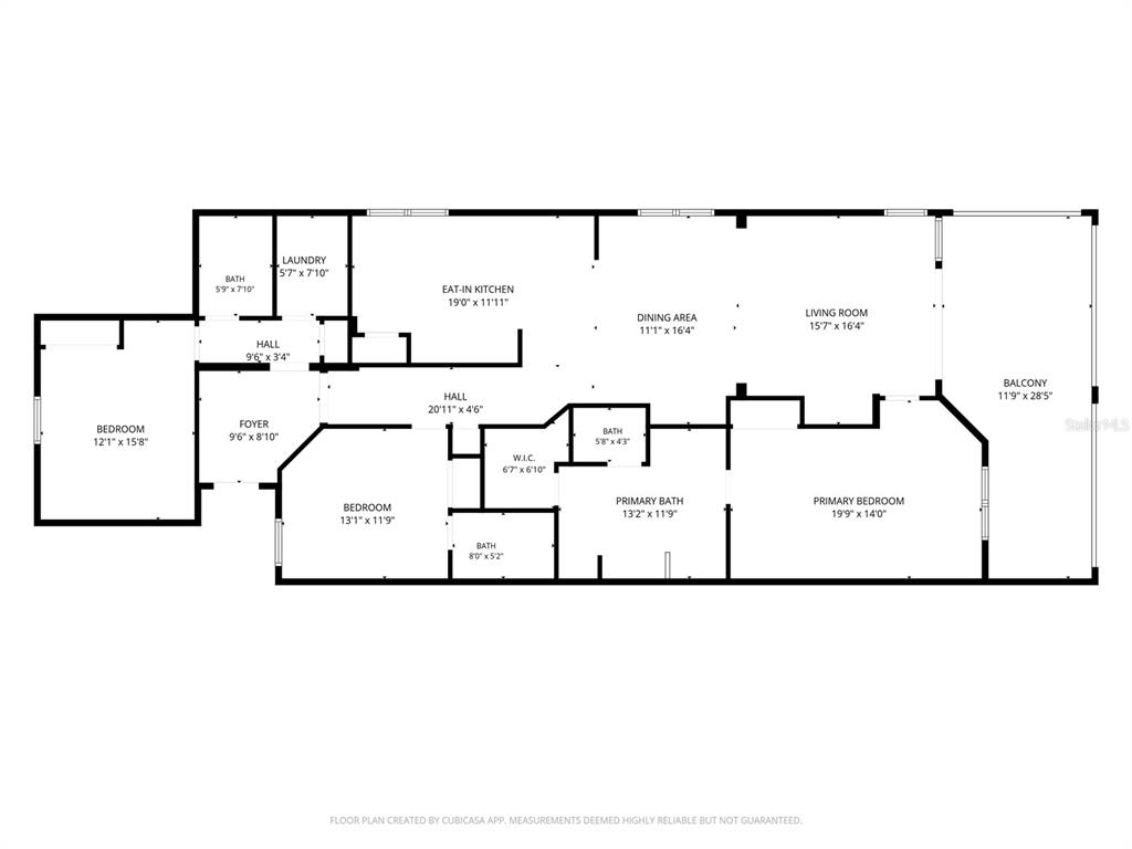 This is a floor plan showing the layout of a three-bedroom apartment with a balcony — 300 CINNAMON BEACH WAY UNIT 221, PALM COAST, FL