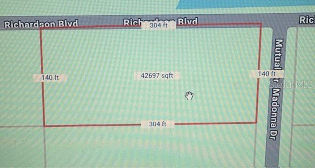 This is a map showing the rectangular dimensions and square footage of a vacant lot — 0 RICHARDSON BLVD, LOT 1, WEBSTER, FL