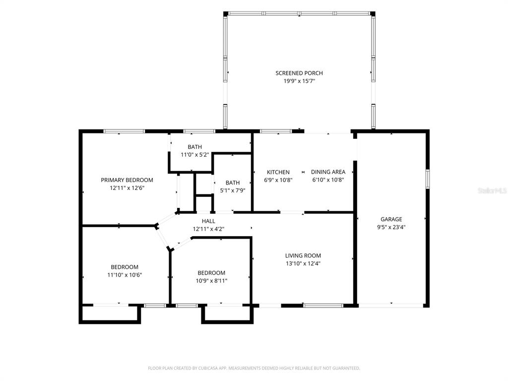 This is a floor plan for a three-bedroom house with a garage and screened porch — 2500 LINTON LANE, PORT CHARLOTTE, FL