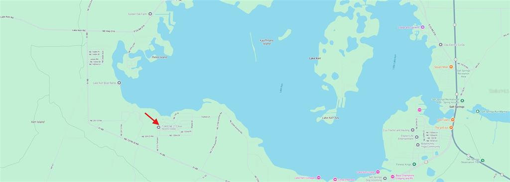 This is a map showing the location of a property near Lake Kerr — 0 NE 213 AVENUE, FORT MC COY, FL