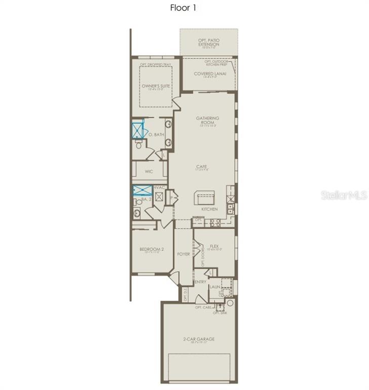 This is a floor plan for a single-story home with a two-car garage — 8953 BLISSFUL BREEZE TRAIL, MELBOURNE, FL