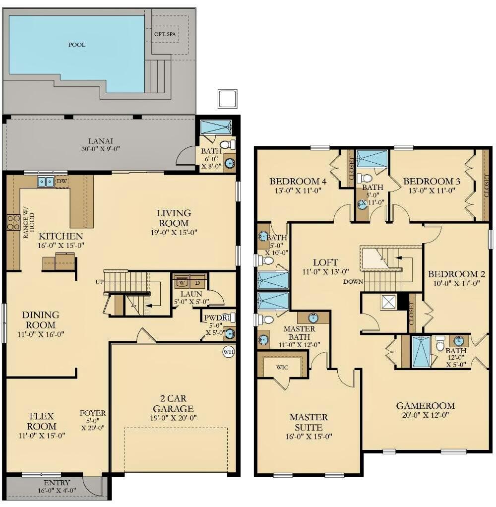 This floor plan shows a two-story house with a pool, lanai, and multiple bedrooms — 475 Strand Drive, Melbourne Beach FL 32951, MELBOURNE BEACH, FL