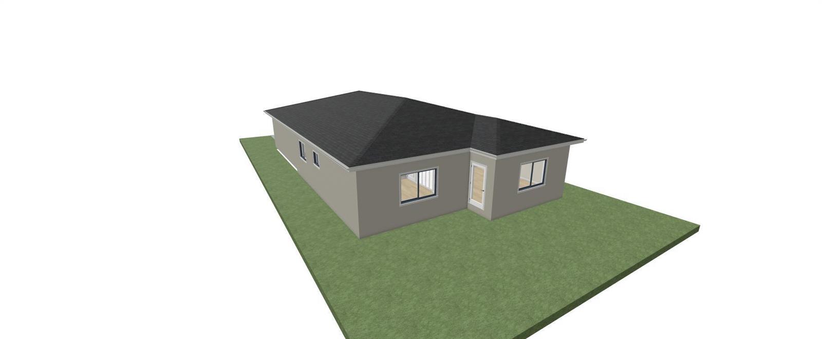 A 3D rendering of the exterior of a single-story house with a gray hip roof — 849 W 4th Street, Riviera Beach FL 33404, RIVIERA BEACH, FL