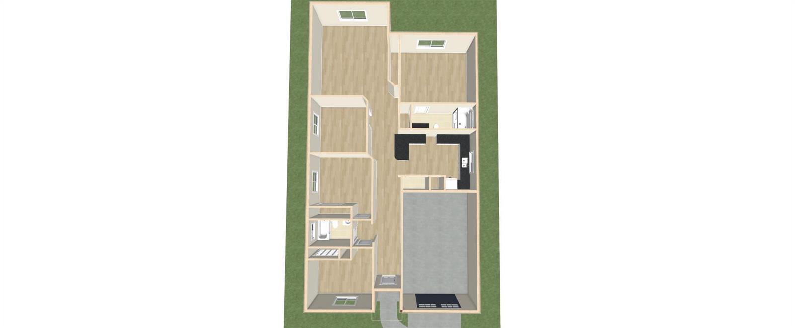 This is a 3D floor plan rendering of a single-story home with a garage — 849 W 4th Street, Riviera Beach FL 33404, RIVIERA BEACH, FL
