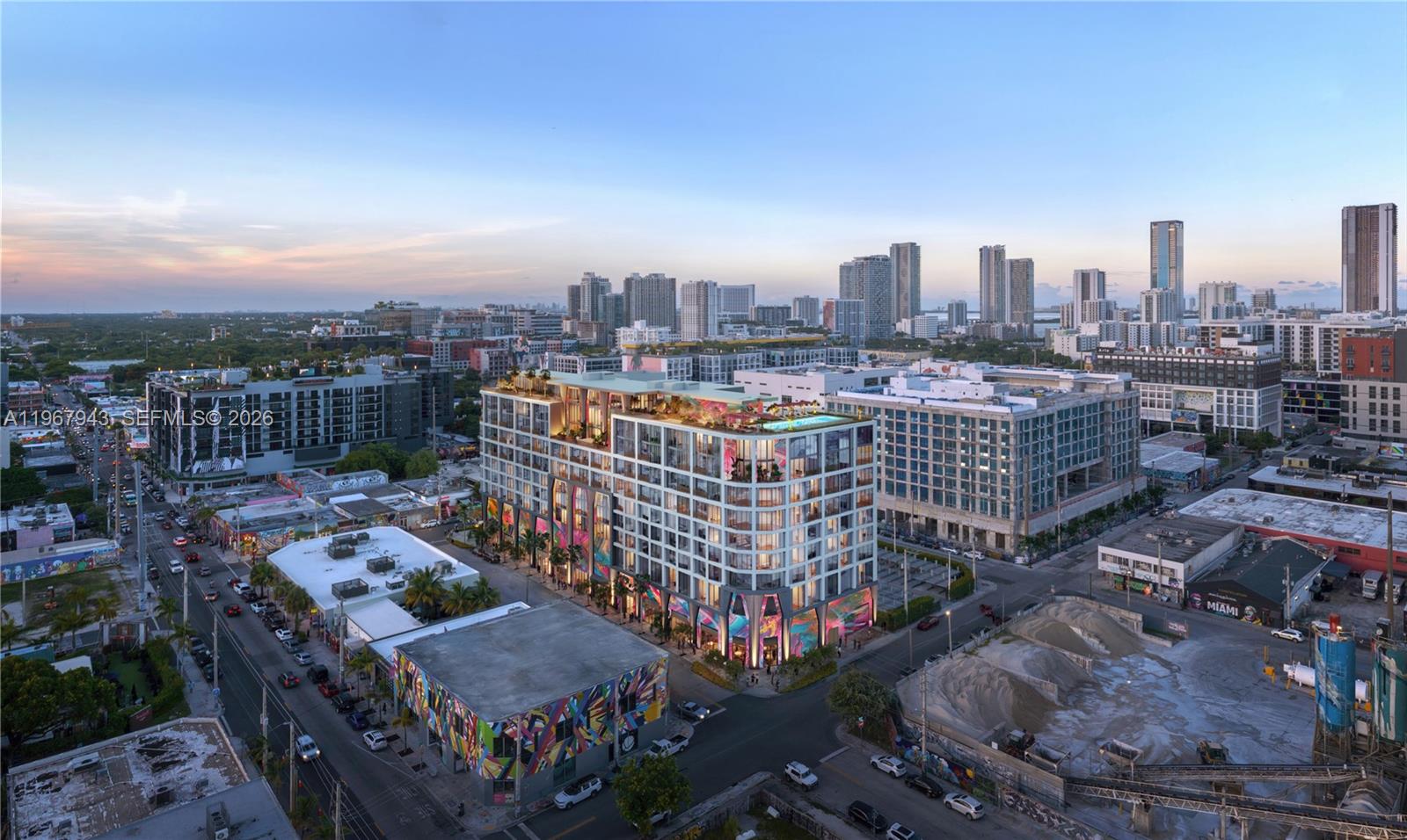 This is an architectural rendering of a modern mid-rise building in an urban neighborhood — 2215 NW 1st Place # 704, Miami FL 33127, MIAMI, FL