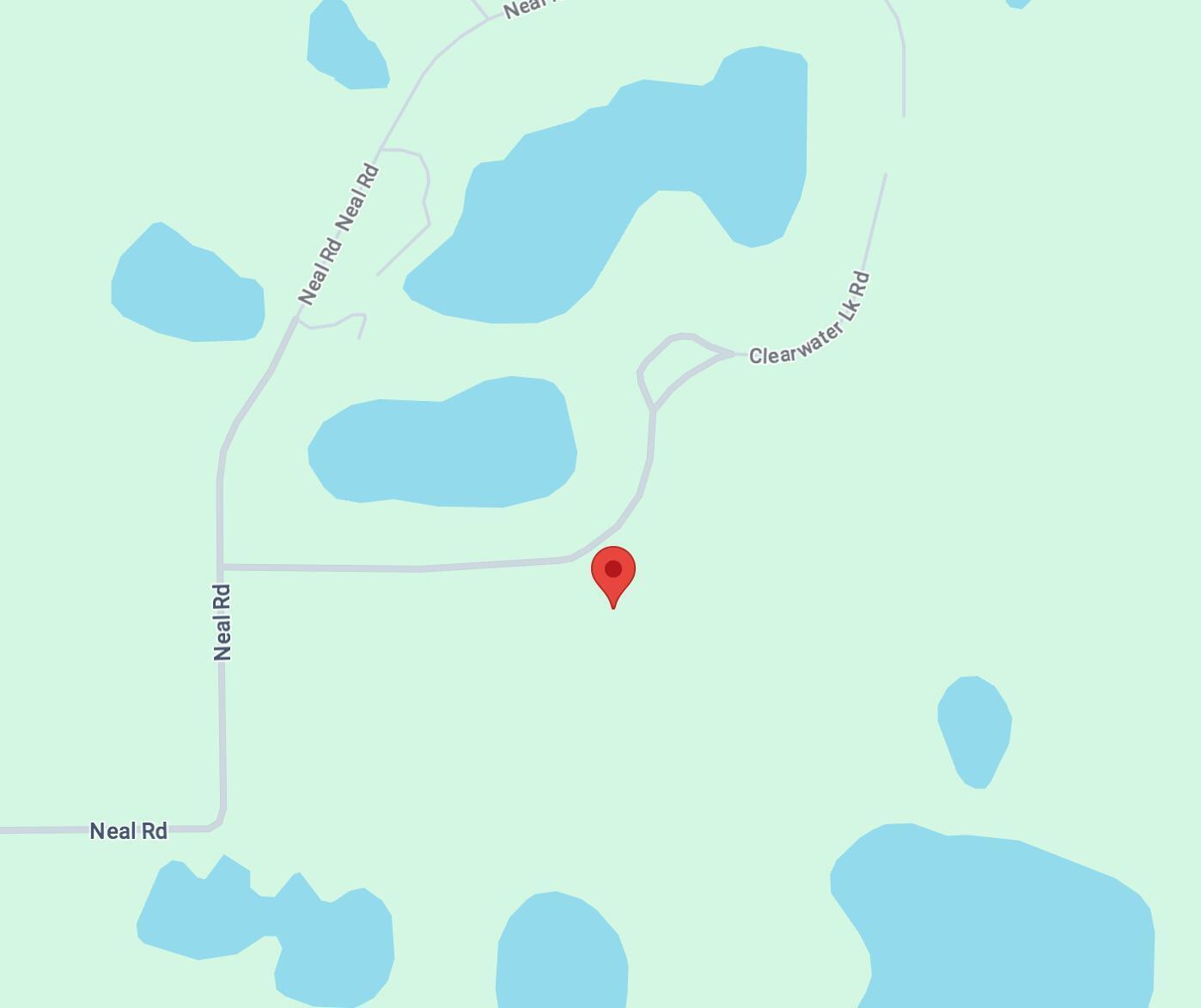 This is a map showing a red location pin near Neal Road and Clearwater Lake Road — 137 Clearwater Lk Road, FL 32640, FL