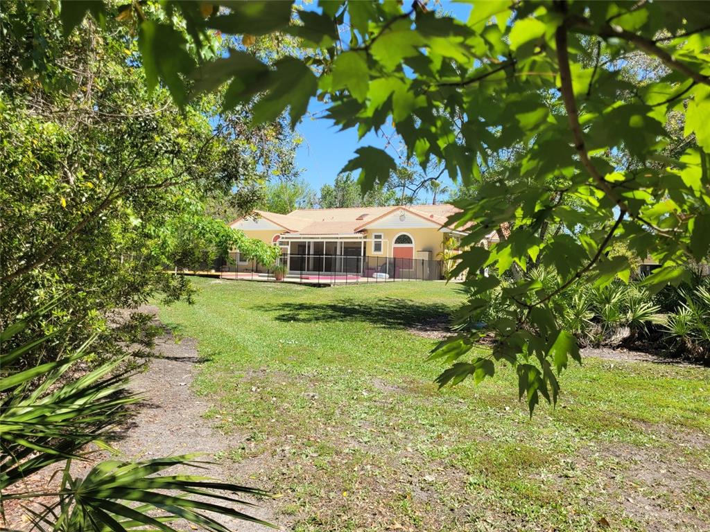 A yellow house with a screened-in pool enclosure sits behind a large grassy yard — 3150 APPALOOSA COURT, KISSIMMEE, FL