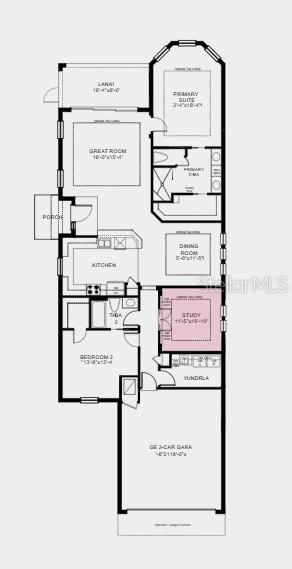 This is a floor plan showing a single-story home with a two-car garage and lanai — 3880 IMMACOLATA WAY, WESLEY CHAPEL, FL