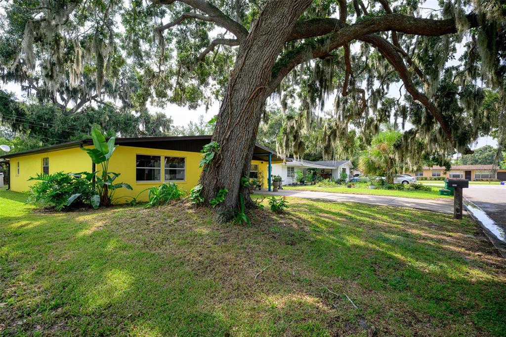 A bright yellow house with a large oak tree in the front yard — 1003 CHEROKEE RANCH ROAD, HOLLY HILL, FL