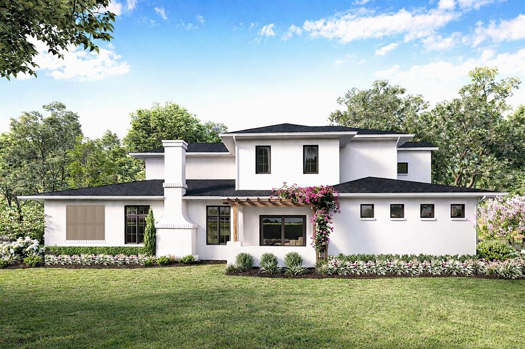 This is a digital rendering of the exterior of a two-story white stucco house — 930 ENCLAVE PLACE, WINTER PARK, FL