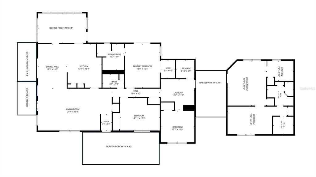 This is a floor plan of a house with multiple bedrooms, bathrooms, and screen porches — 13560 SW 106TH PLACE, DUNNELLON, FL