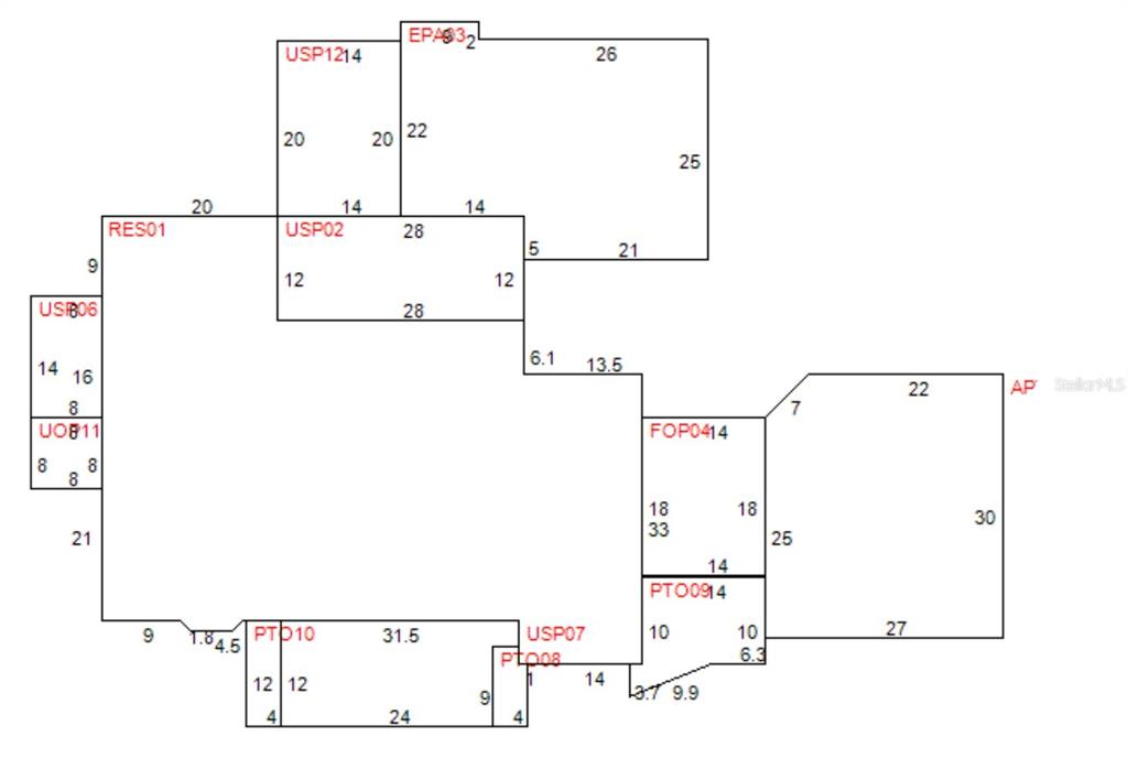 This image is a floor plan showing the exterior dimensions of a building's footprint — 13560 SW 106TH PLACE, DUNNELLON, FL
