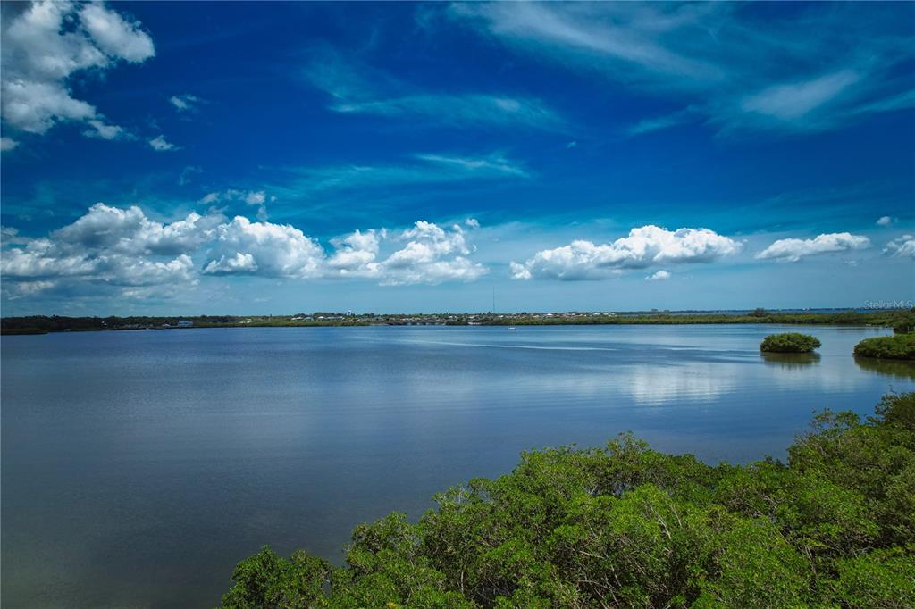 A view of a calm bay with mangroves in the foreground under a blue sky — 160 BAYSHORE DRIVE, TERRA CEIA, FL