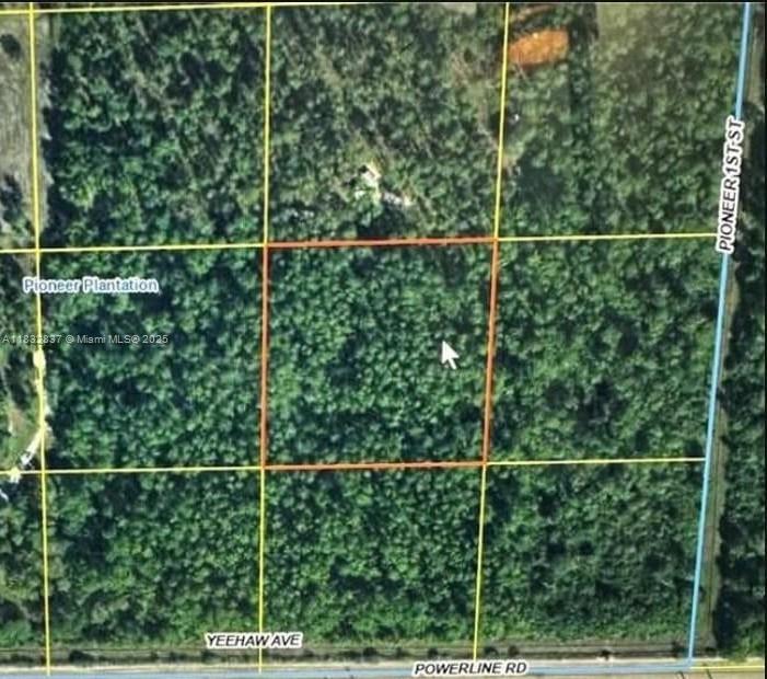 An aerial map view shows a square plot of land outlined in red — 305 Yeehaw Ave, Clewiston FL 33040, CLEWISTON, FL