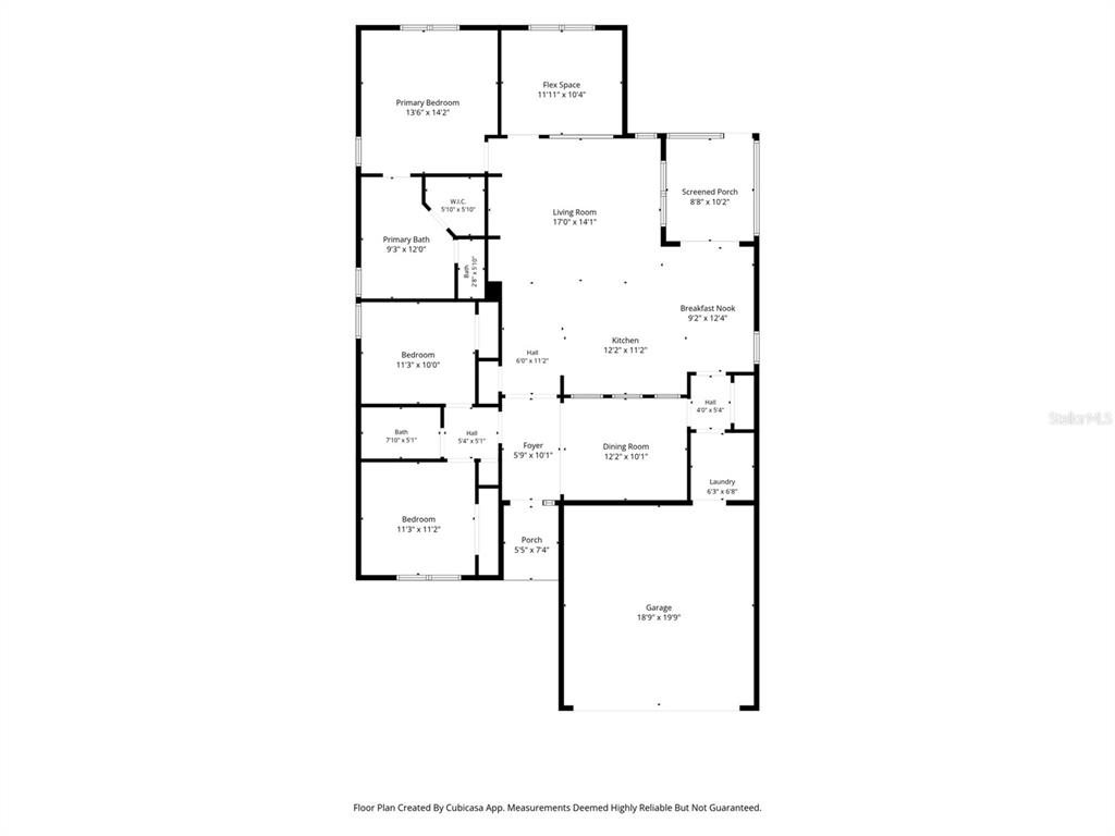 This is a floor plan of a single-story house featuring three bedrooms and a garage — 23836 HASTINGS  WAY, LAND O LAKES, FL