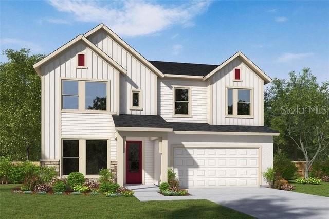 This is a digital rendering of a two-story suburban house with a two-car garage — 17152 CERCIS LOOP, CLERMONT, FL