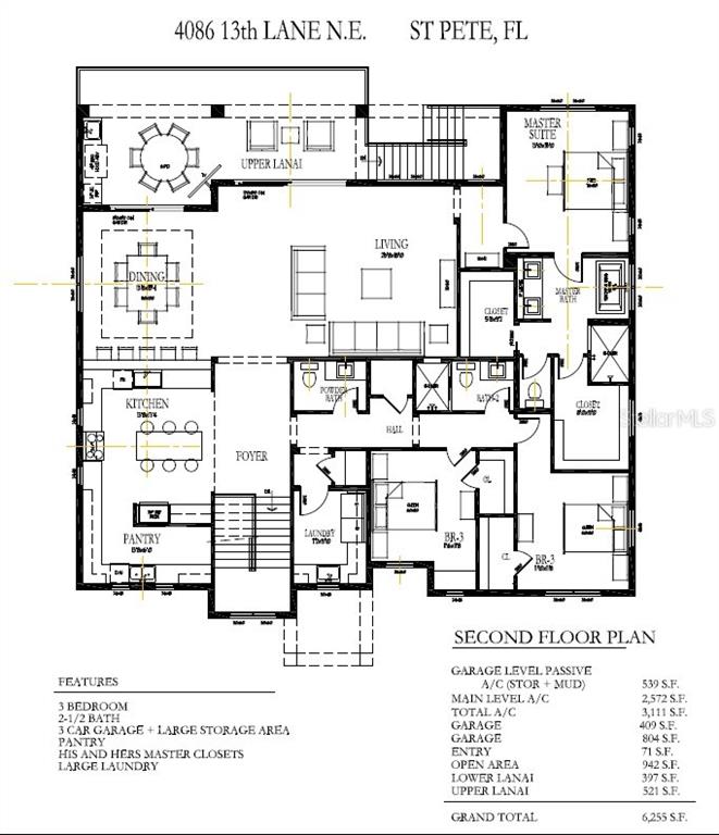 This is a floor plan for the second level of a residential home — 4086 13TH LANE NE, ST PETERSBURG, FL