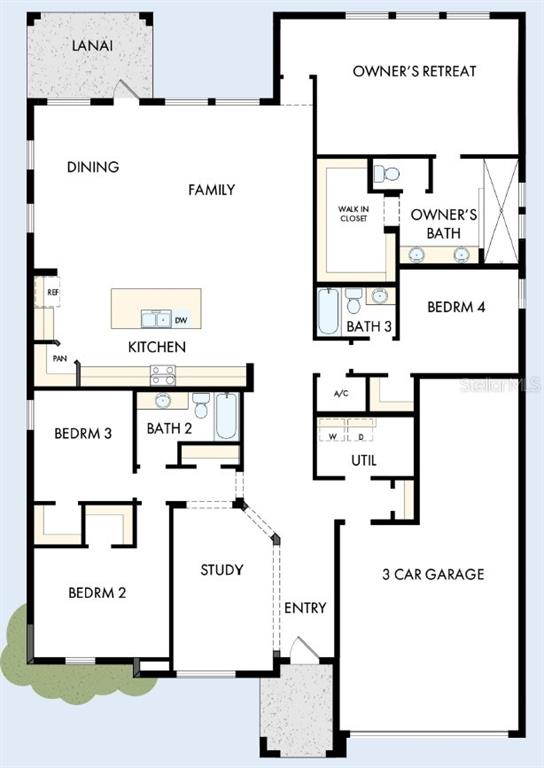 This is a floor plan for a single-story house with four bedrooms and a garage — 437 SPRING HARVEST DRIVE, PLANT CITY, FL