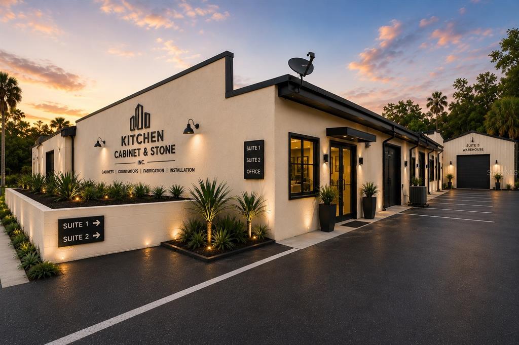 Exterior view of a commercial building with signage for a kitchen cabinet and stone company — 4214 W VIRGINIA AVENUE UNIT 10, TAMPA, FL
