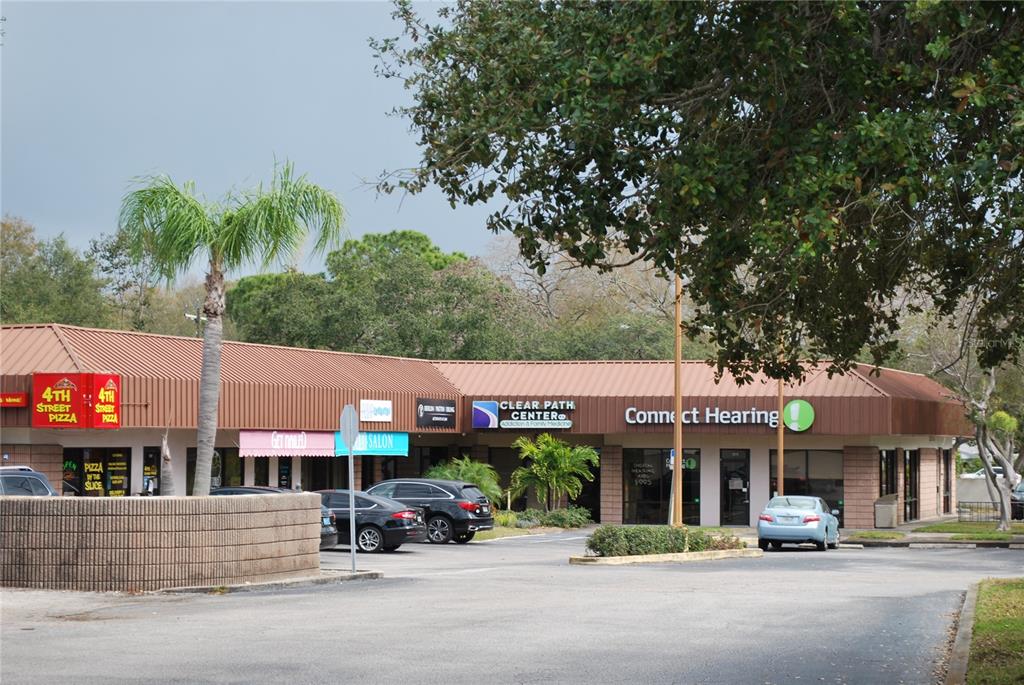 A commercial strip mall features a pizza restaurant, a medical center, and a hearing clinic — 3185 4TH STREET N, ST PETERSBURG, FL