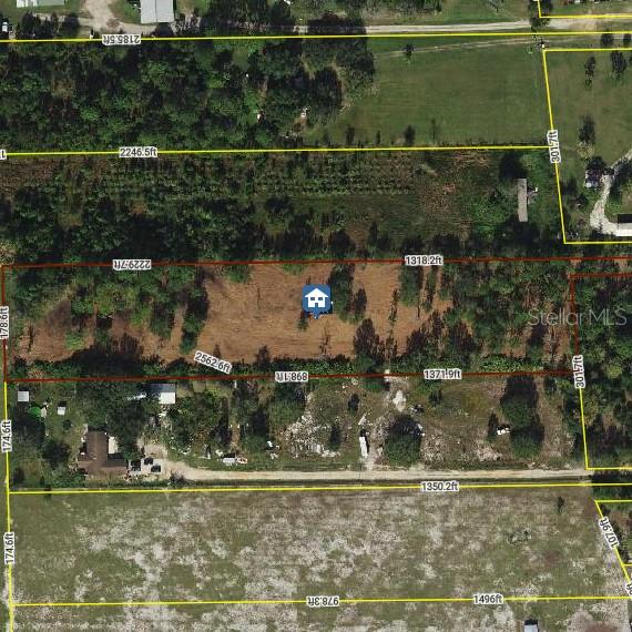 This is an aerial map showing property boundaries overlaid on a rural landscape — 0 WEST FROSTPROOF ROAD, FROSTPROOF, FL