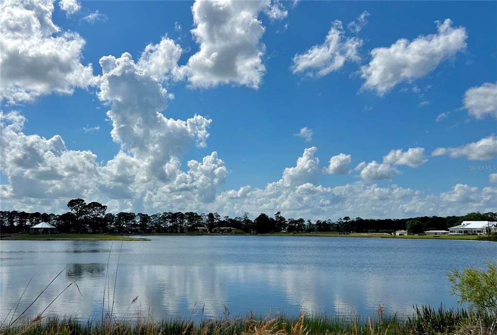 A view of a lake with a grassy shoreline under a bright, cloudy blue sky — 3805 CATALINA DRIVE UNIT 3805, SEBRING, FL