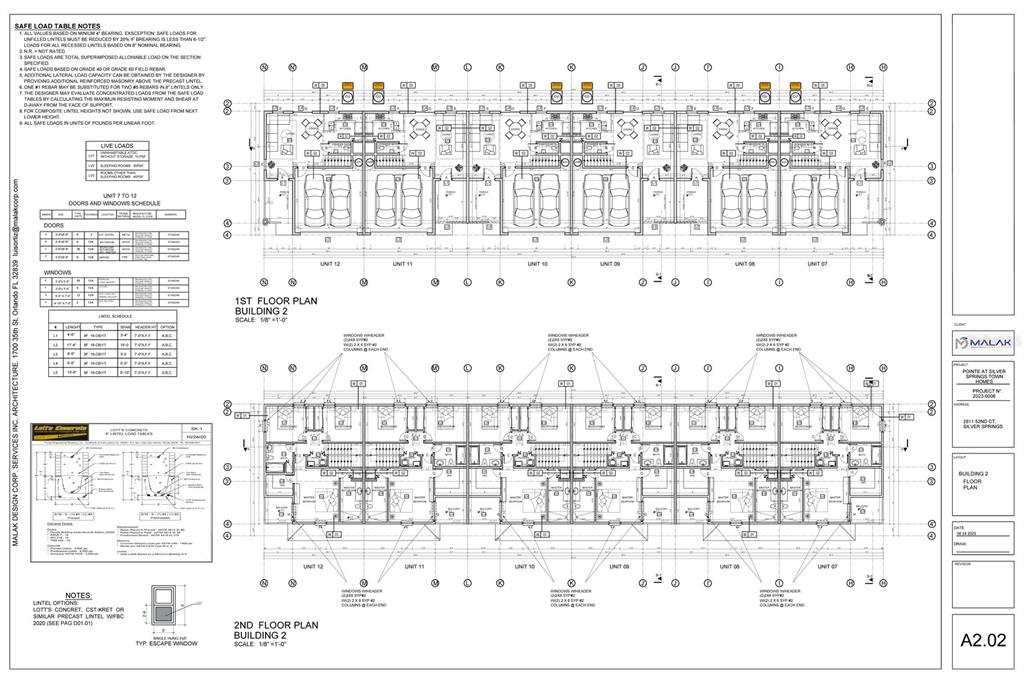 This is a floor plan for a two-story residential building containing six individual units — 2811 NE 52ND COURT, SILVER SPRINGS, FL
