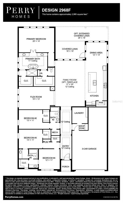This is a floor plan for a single-story house featuring four bedrooms and a garage — 8159 ROLL TIDE TERRACE, PARRISH, FL