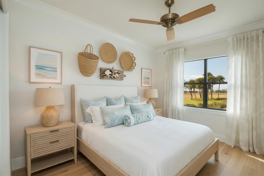 A modern bathroom features a freestanding tub, a glass-enclosed shower, and a wooden vanity — 14222 MAYSVILLE CIRCLE, PORT CHARLOTTE, FL