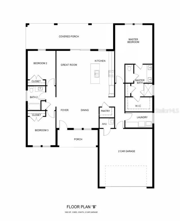 This is a floor plan for a three-bedroom, two-bathroom home with a two-car garage — 5784 N DURANGO TERRACE, BEVERLY HILLS, FL